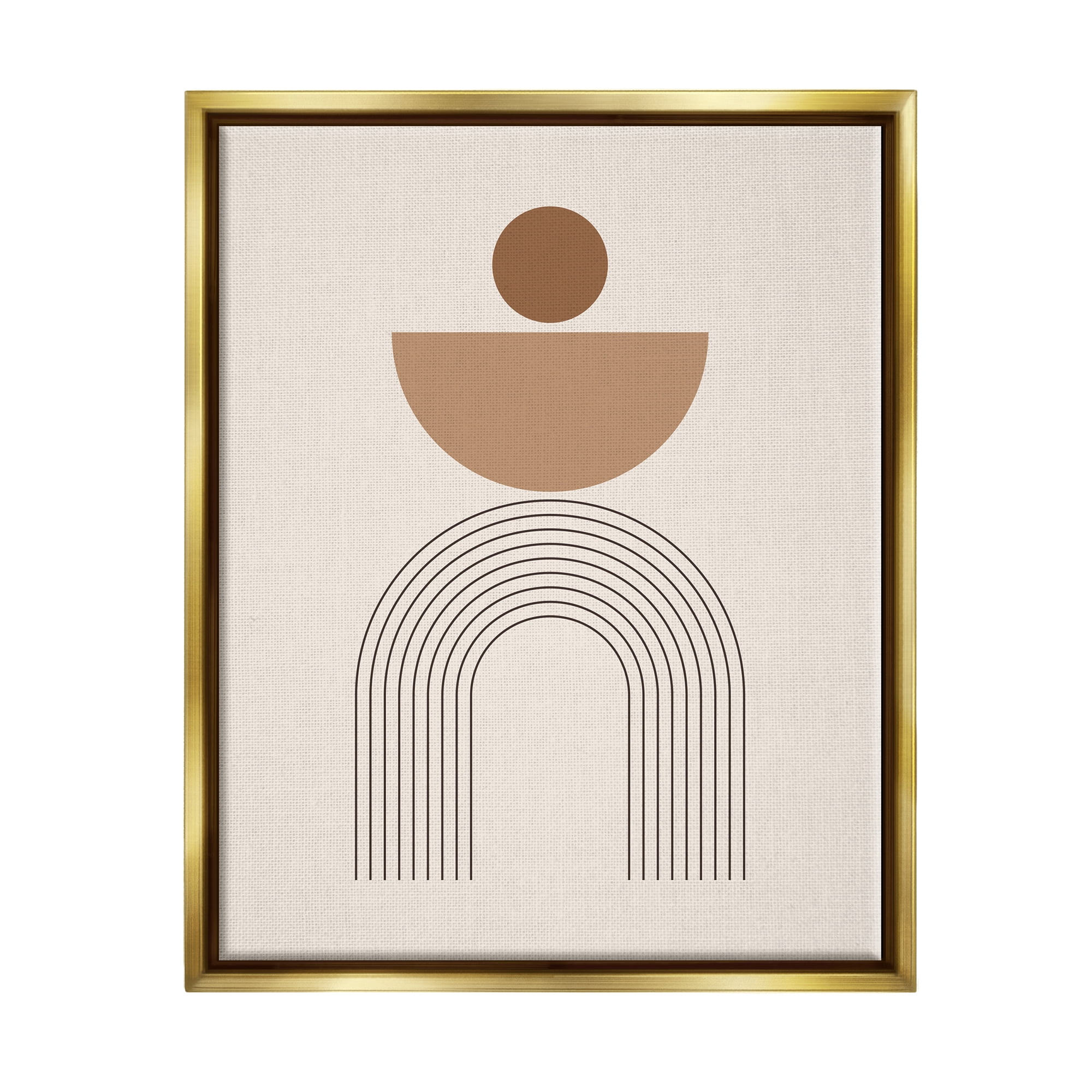 Stupell Industries Brown Boho Arch Abstract Painting Gold Floater Framed Art Print Wall Art, 25 x 31