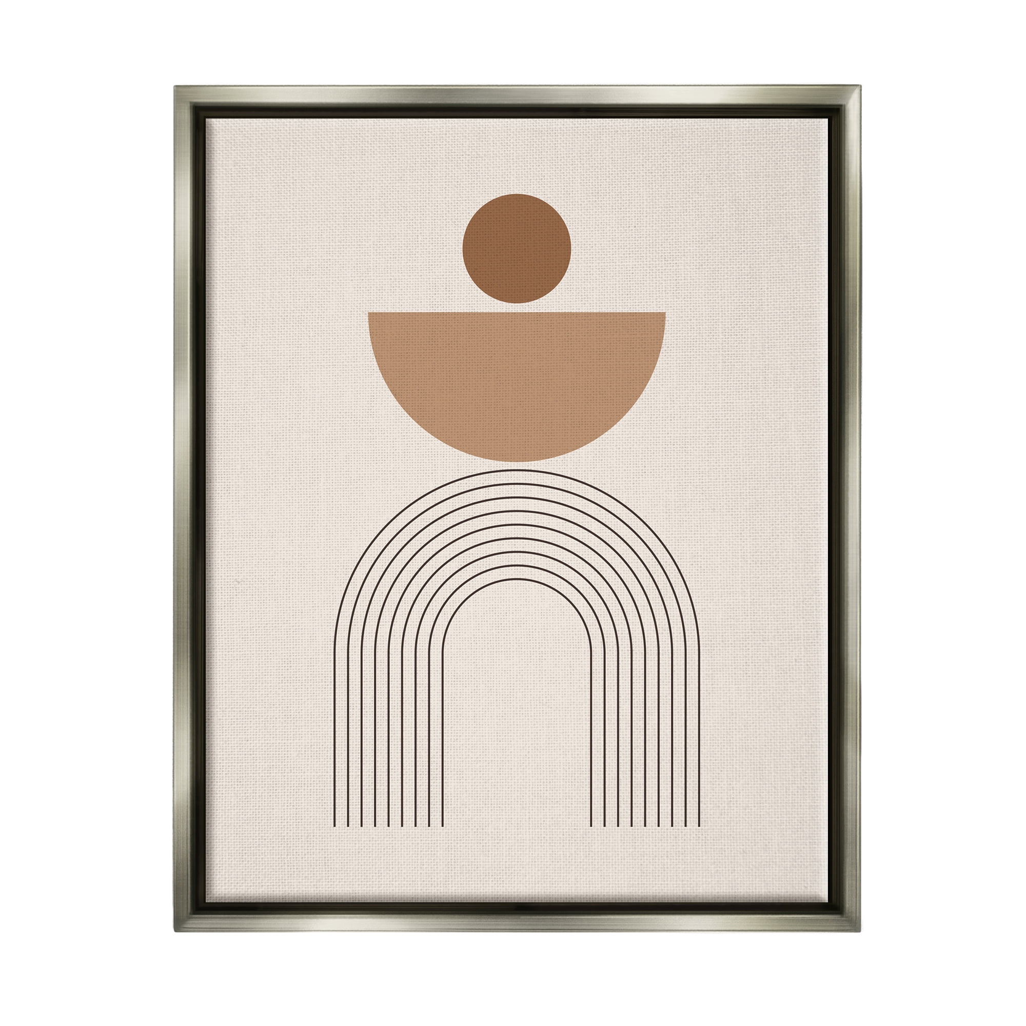 Stupell Industries Brown Boho Arch Abstract Painting Gray Floater Framed Art Print Wall Art, 17 x 21