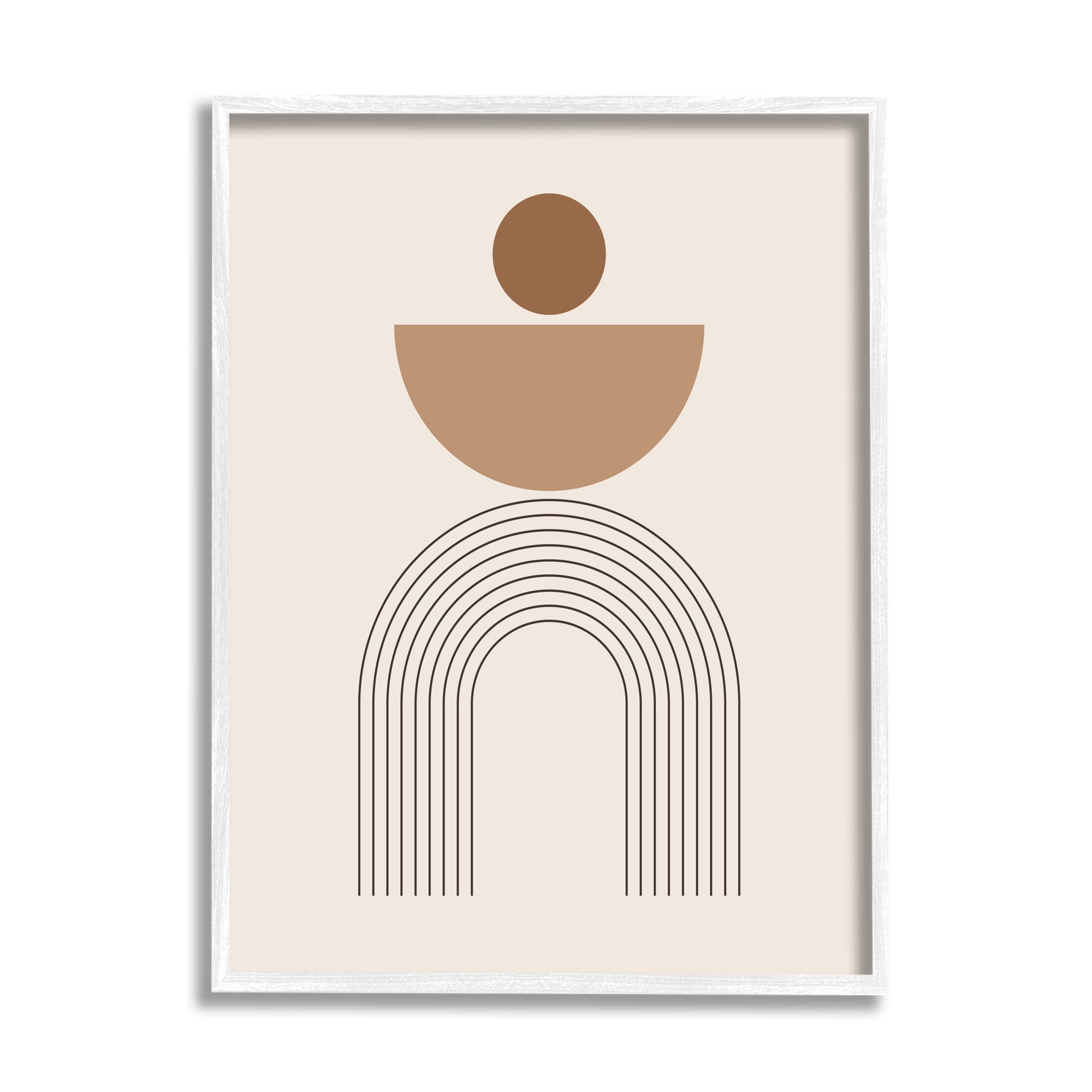 Stupell Industries Brown Boho Arch Abstract Painting White Framed Art Print Wall Art, 24 x 30