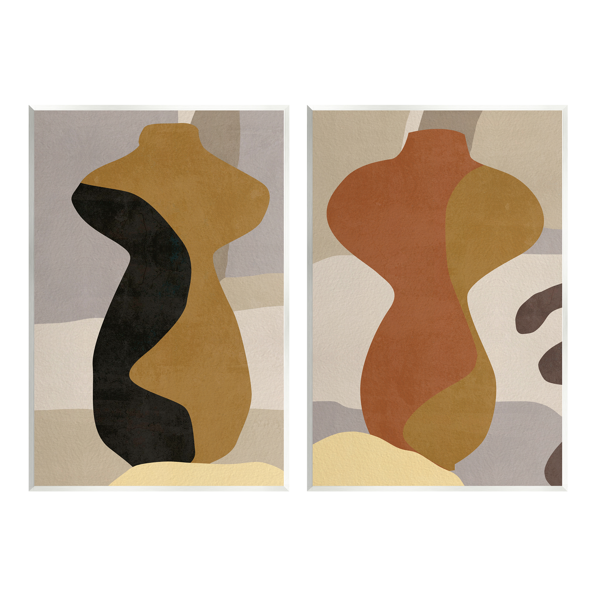 Stupell Industries Brown Boho Vases Abstract Painting Unframed Art Print Wall Art, 13 x 19