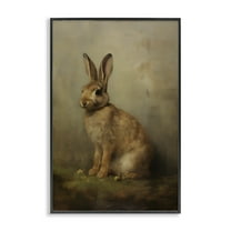 Stupell Industries Brown Bunny Portrait Animals & Insects Painting Black Framed Art Print Wall Art, 12 x 18