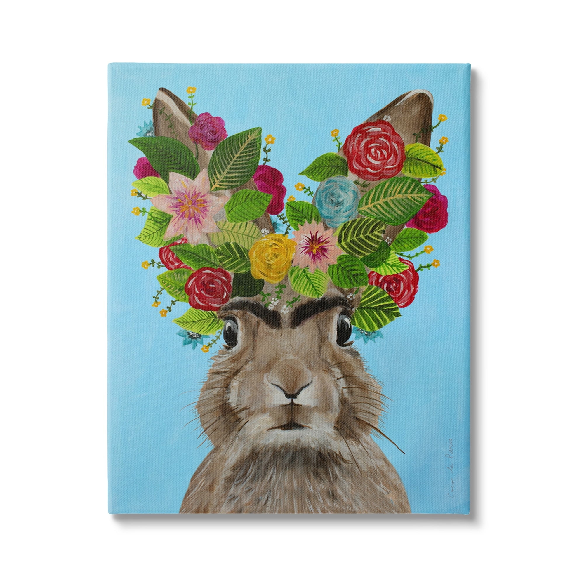 Stupell Industries Brown Bunny Rabbit Ears Flower Bouquet Bold Portrait, 30 x 40, Design by Coco de Paris