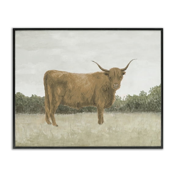 Stupell Industries Brown Cattle Gazing Animals & Insects Painting Black Framed Art Print Wall Art, 14 x 11