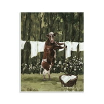 Stupell Industries Brown Cow Doing Laundry Bath & Laundry Painting Unframed Art Print Wall Art, 11 x 14