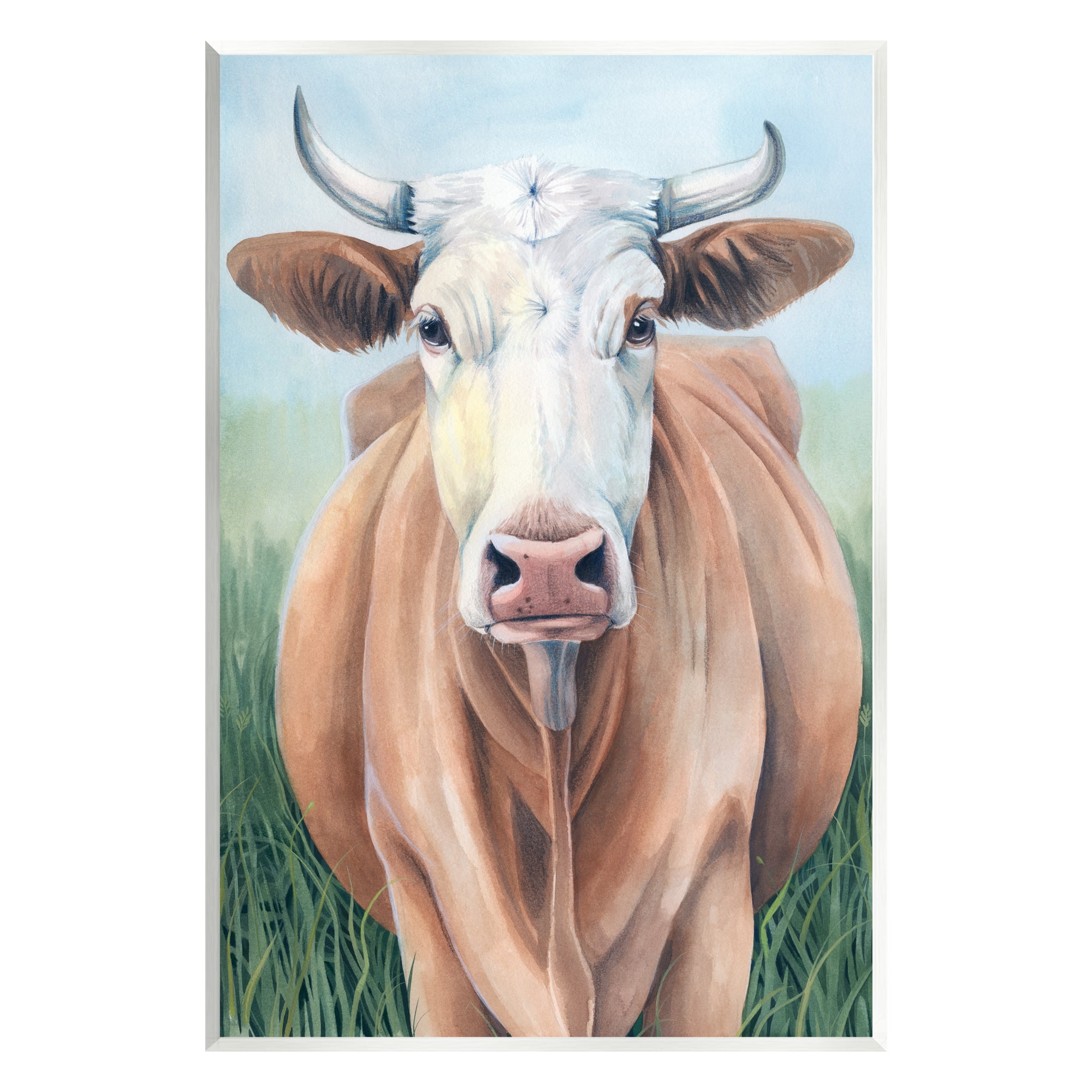 Grace Popp Brown Cow Gazing Portrait Wood Wall Art, 10 x 15