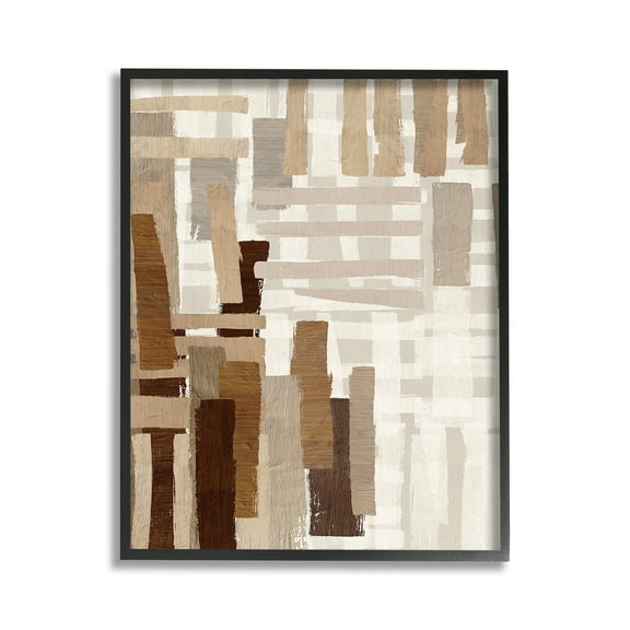 Stupell Industries Brown Crosshatched Pattern Abstract Painting Black Framed Art Print Wall Art, 11 x 14