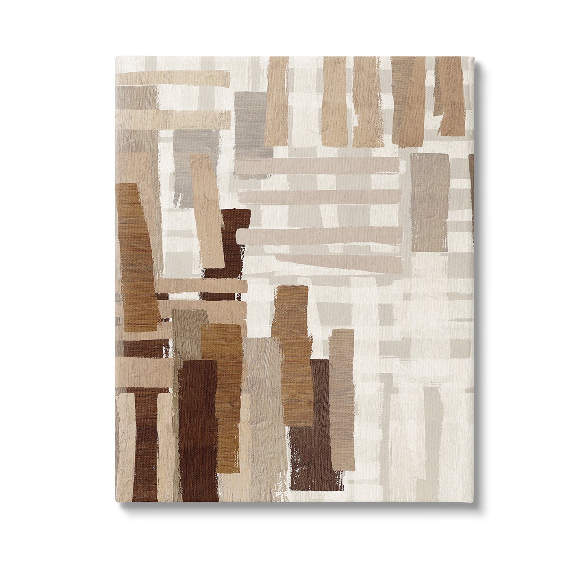 Stupell Industries Brown Crosshatched Pattern Abstract Painting Gallery Wrapped Canvas Art Print Wall Art, 36 x 48