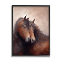 Stupell Industries Brown Cuddling Stallions Animals & Insects Painting Black Framed Art Print Wall Art, 11 x 14
