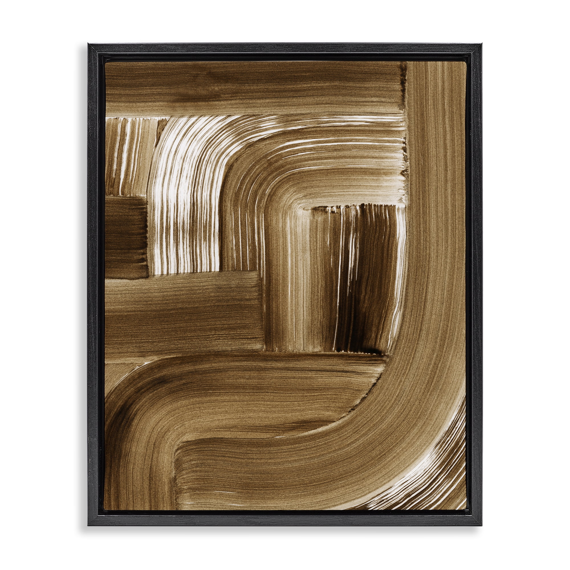 Stupell Industries Brown Curved Arches Abstract Painting Black Floater Framed Canvas Art Print Wall Art, 25 x 31