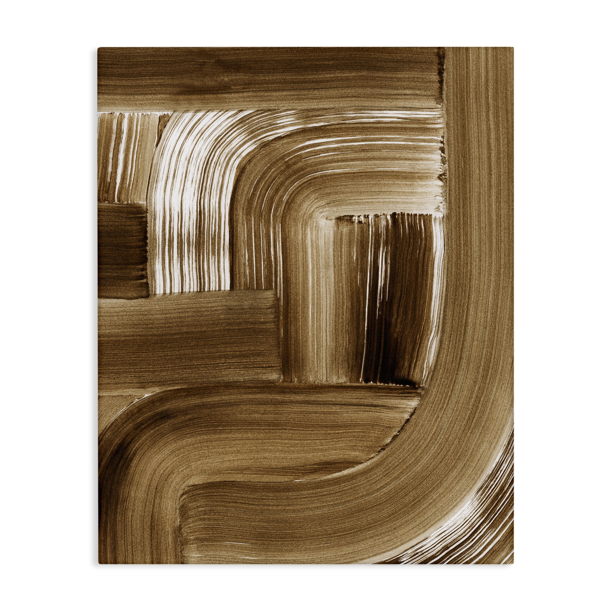 Stupell Industries Brown Curved Arches Abstract Painting Gallery Wrapped Canvas Art Print Wall Art, 30 x 40
