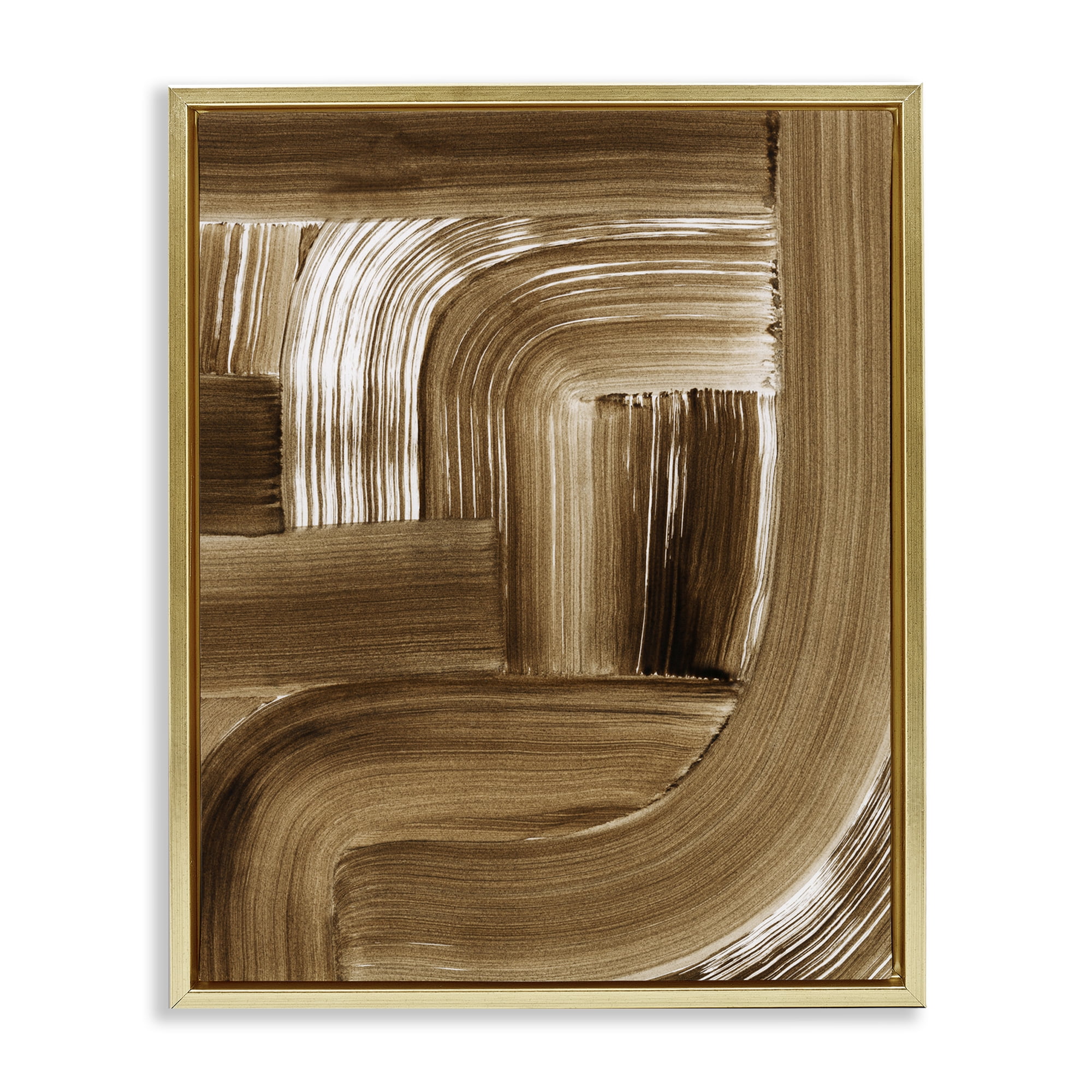 Stupell Industries Brown Curved Arches Abstract Painting Gold Floater Framed Canvas Art Print Wall Art, 25 x 31
