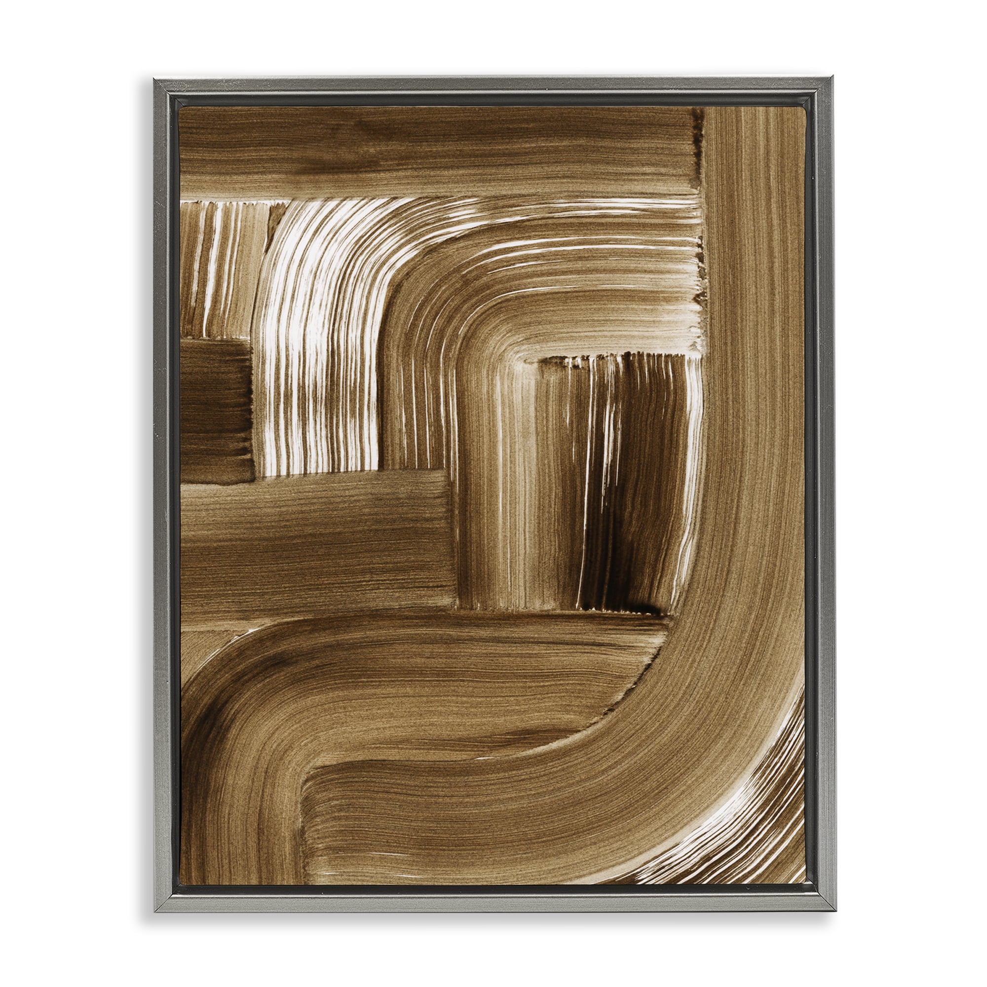 Stupell Industries Brown Curved Arches Abstract Painting Gray Floater Framed Canvas Art Print Wall Art, 17 x 21