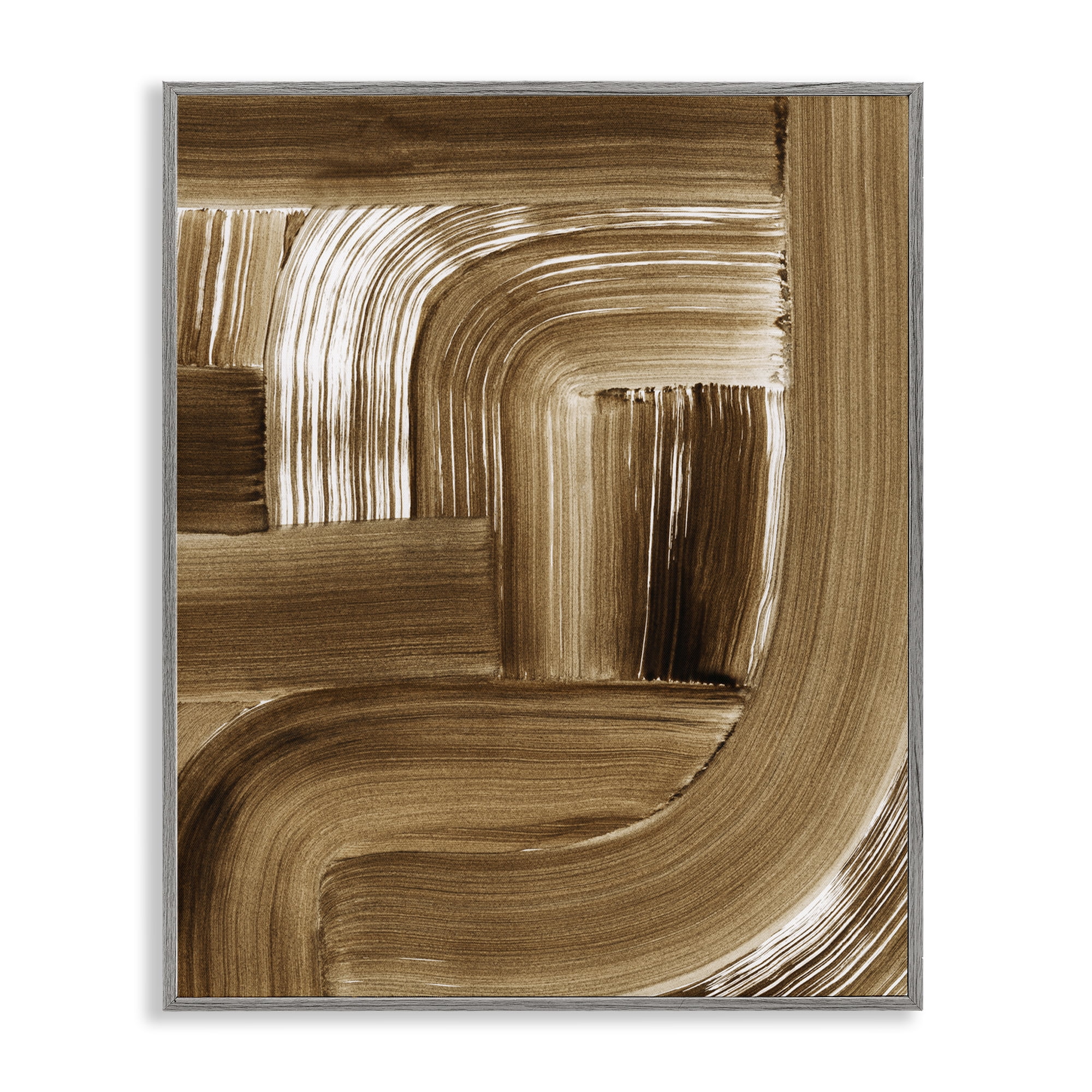 Stupell Industries Brown Curved Arches Abstract Painting Gray Framed Art Print Wall Art, 11 x 14