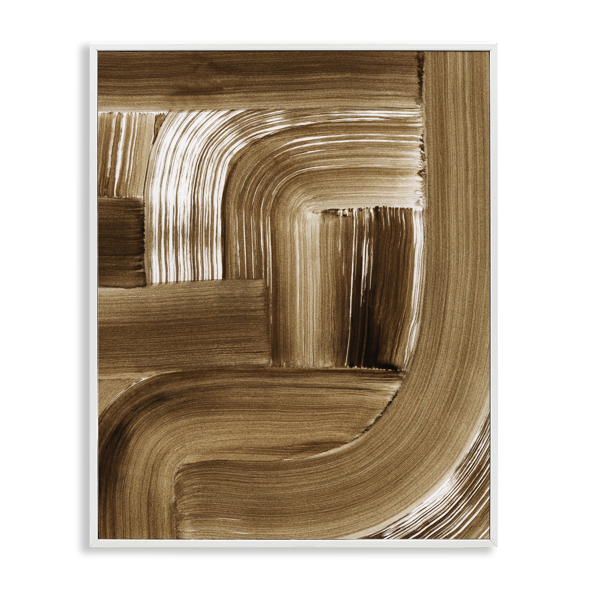 Stupell Industries Brown Curved Arches Abstract Painting White Framed Art Print Wall Art, 24 x 30