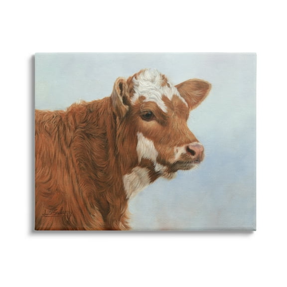Stupell Industries Brown Dairy Cow Detailed Farm Animal Painting Painting Gallery Wrapped Canvas Print Wall Art, Design by David Stribbling