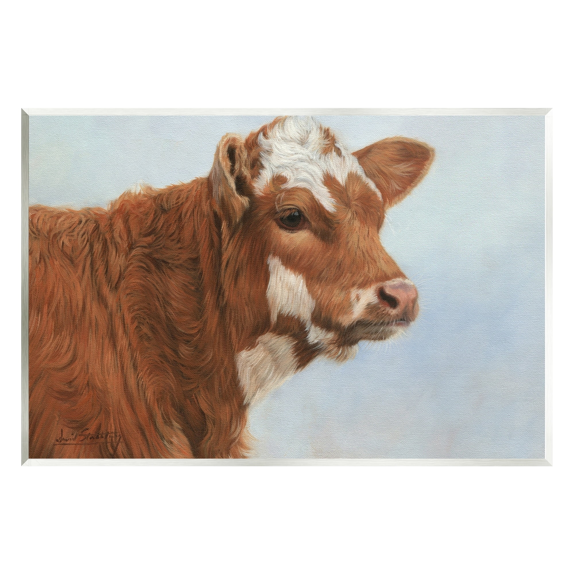 Stupell Industries Brown Dairy Cow Detailed Farm Animal Painting Painting Unframed Art Print Wall Art, Design by David Stribbling