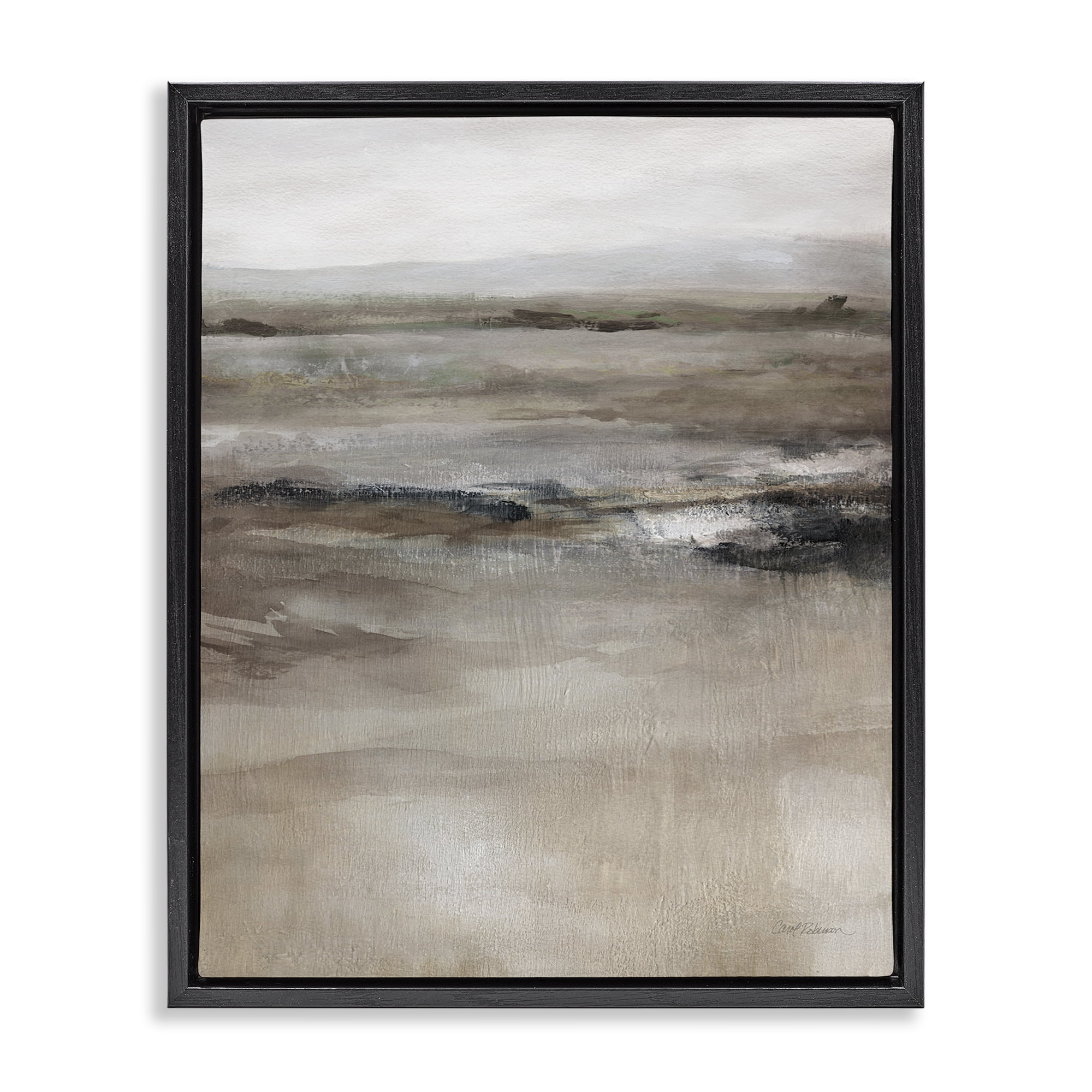 Stupell Industries Brown Desert Abstraction Abstract Painting Black Floater Framed Canvas Art Print Wall Art, 25 x 31