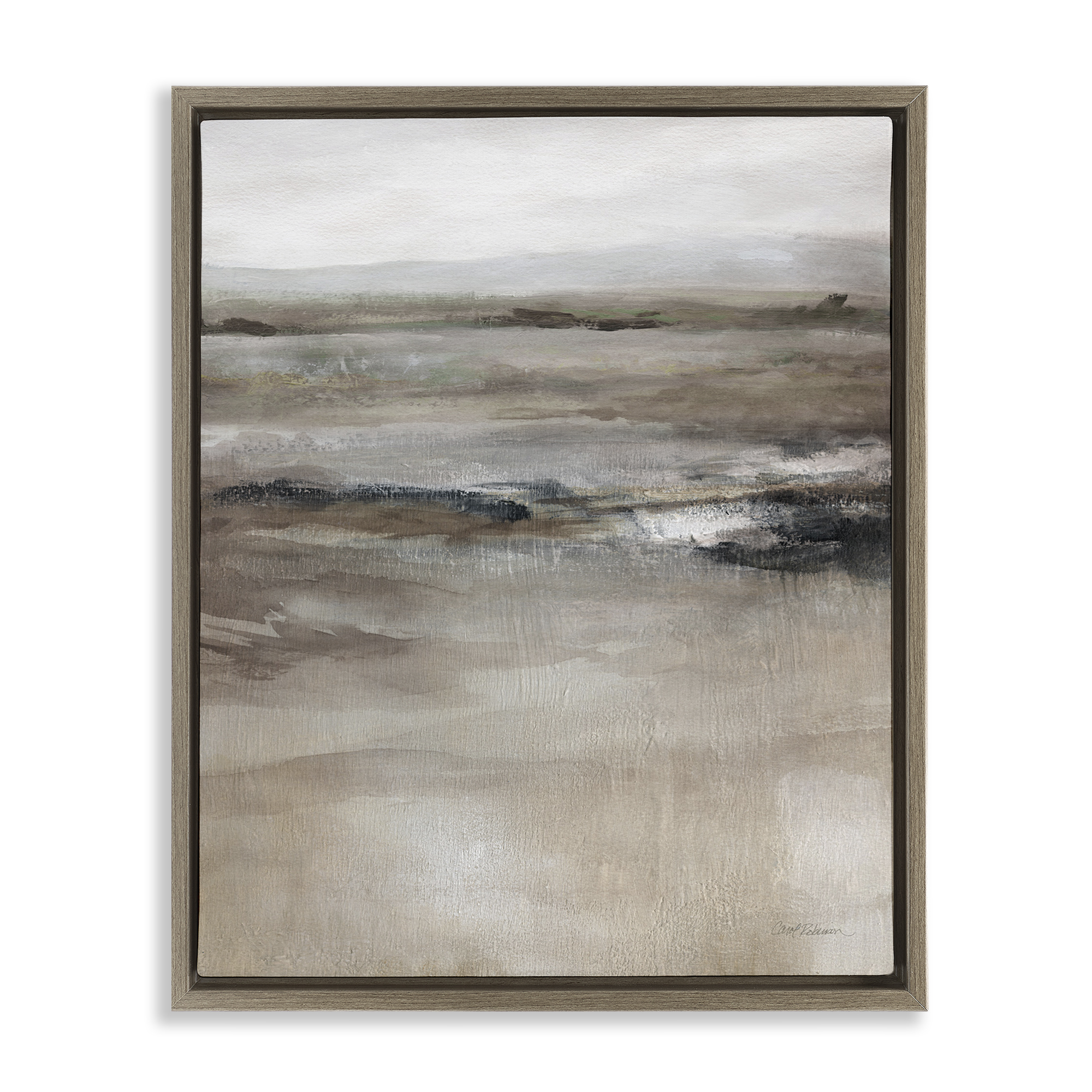 Stupell Industries Brown Desert Abstraction Abstract Painting Brown Floater Framed Canvas Art Print Wall Art, 17 x 21