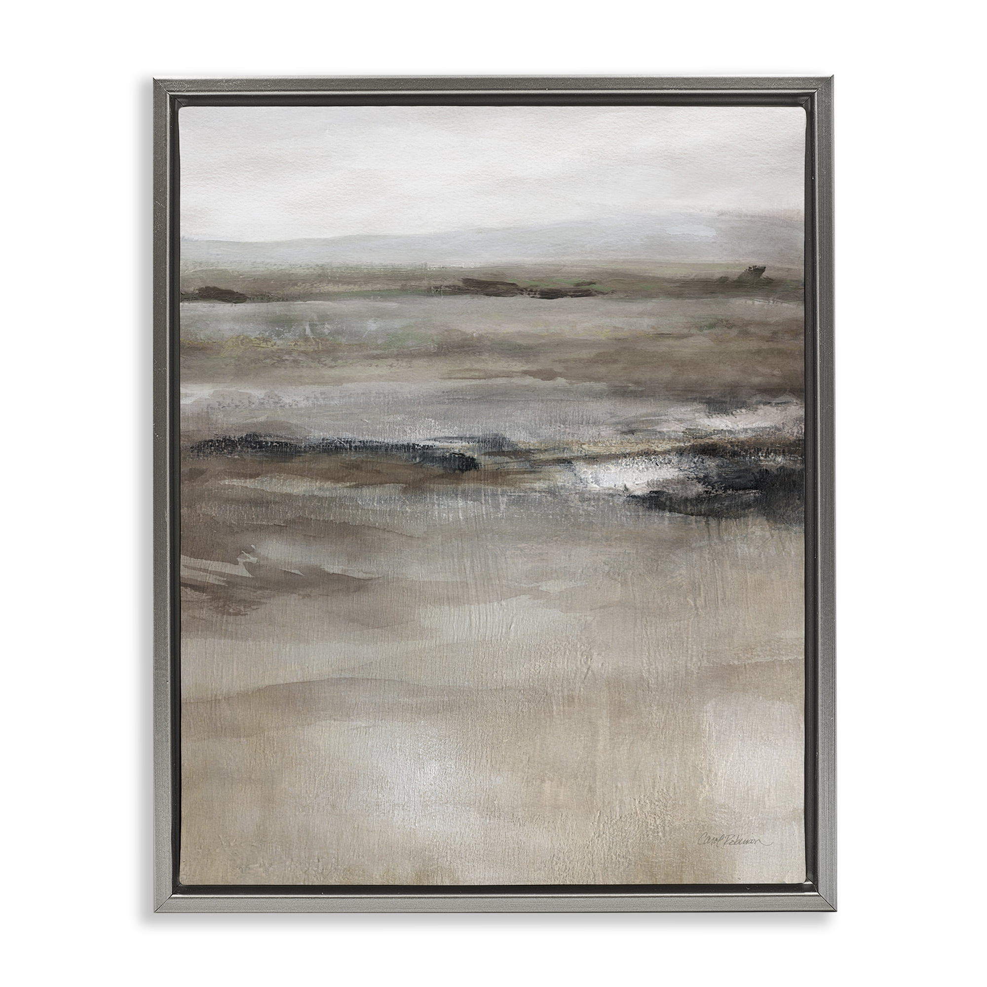Stupell Industries Brown Desert Abstraction Abstract Painting Gray Floater Framed Canvas Art Print Wall Art, 17 x 21