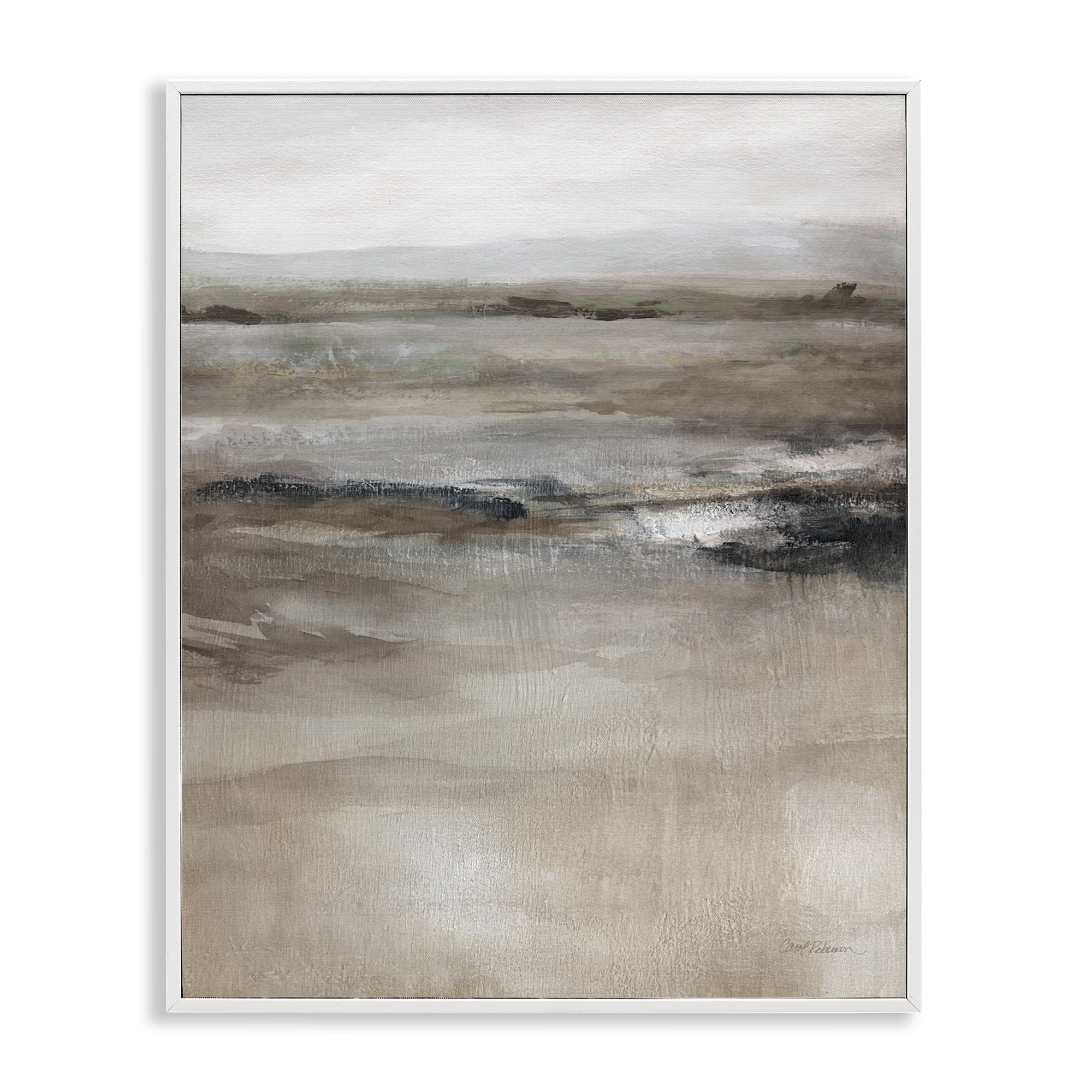 Stupell Industries Brown Desert Abstraction Abstract Painting White Framed Art Print Wall Art, 11 x 14