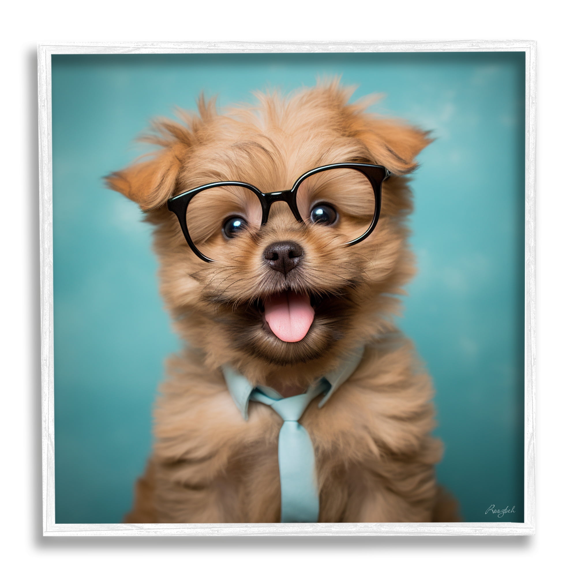 Stupell Industries Brown Dog Portrait Animals & Insects Painting White Framed Art Print Wall Art, 17 x 17