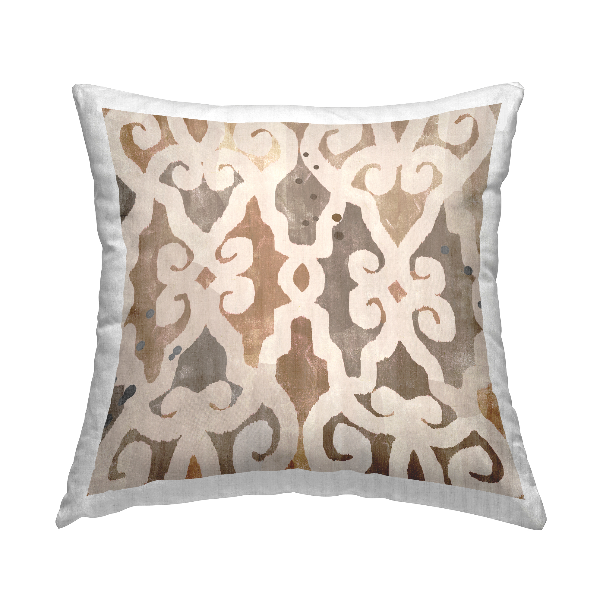 Stupell Industries Brown Earthy Geometric Pattern Printed Throw Pillow Design by Flora Kouta