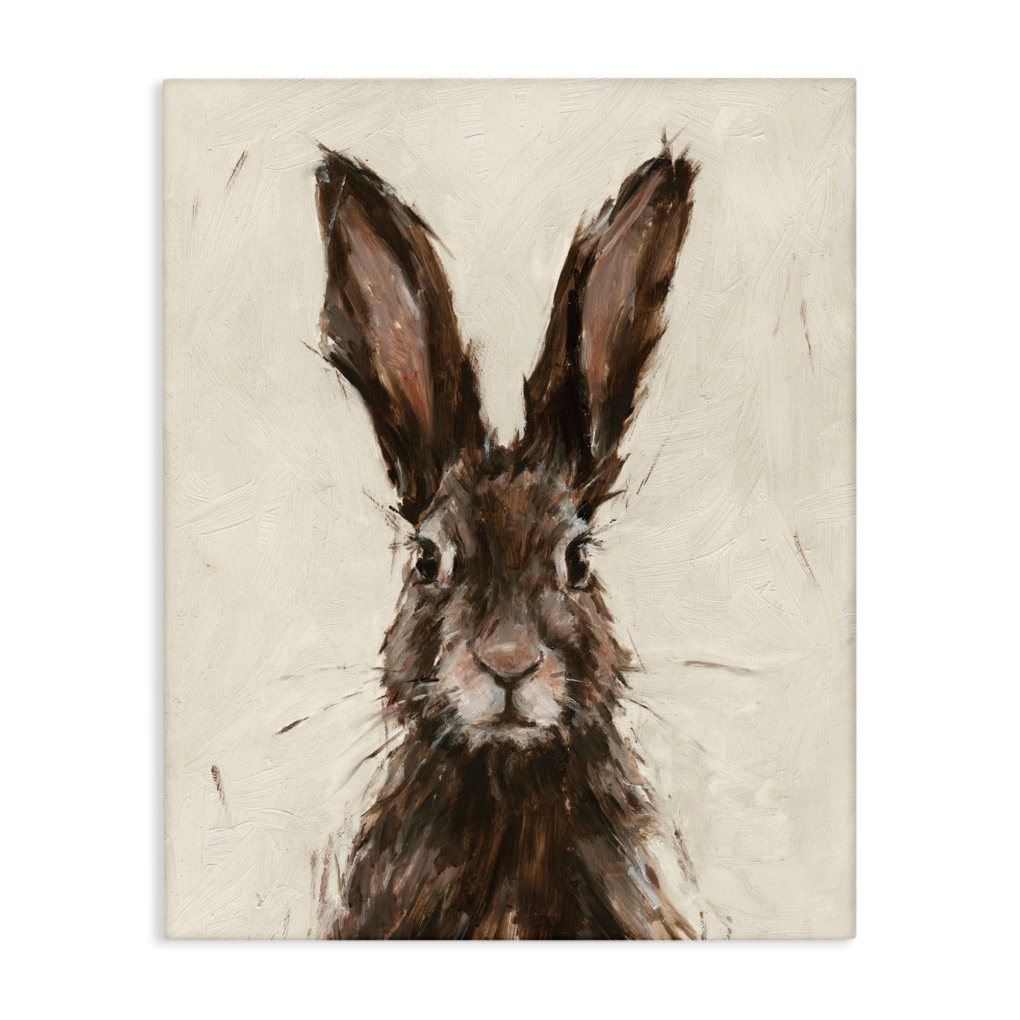 Stupell Industries Brown European Rabbit Hare Portrait Painting Canvas Wall Art Design by Ethan Harper, 16" x 20"