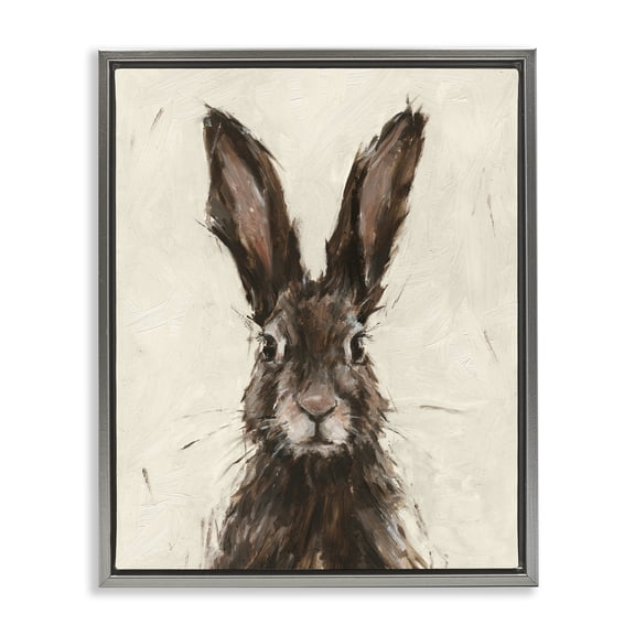 Stupell Industries Rustic Lodge Brown European Rabbit Hare Gray Floating Frame Canvas Art, 25 x 31, by Ethan Harper