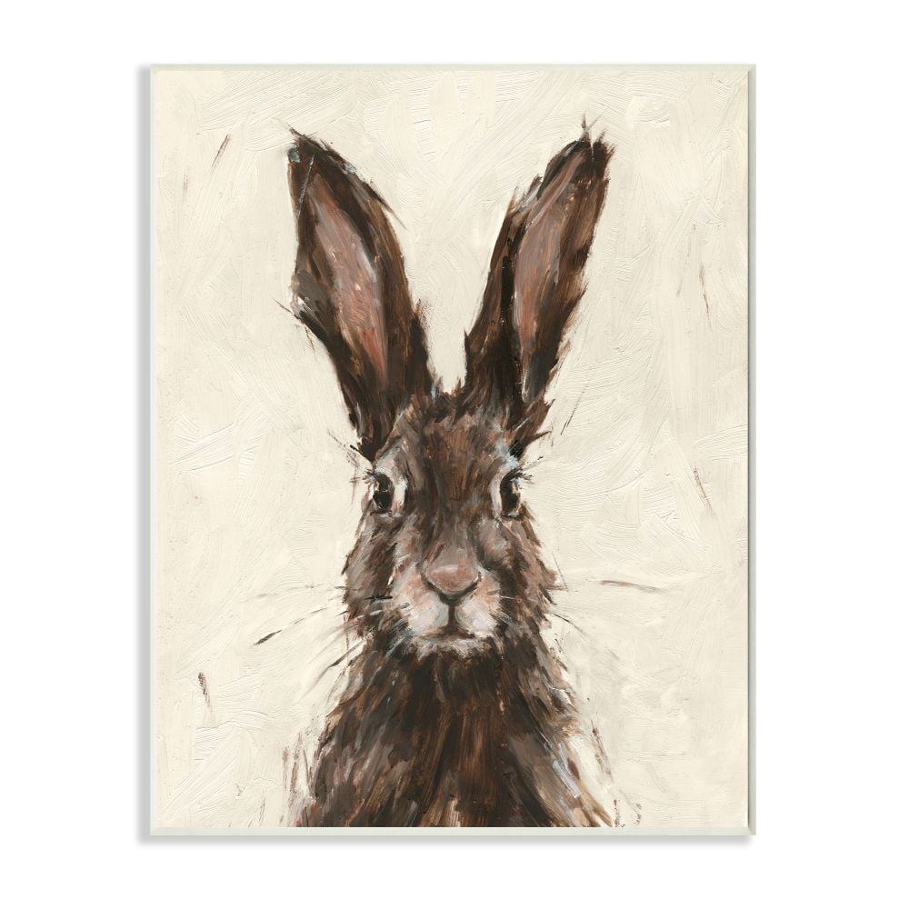 Stupell Industries Brown European Rabbit Hare Portrait Painting Unframed Art Print Wall Art, 13x19, by Ethan Harper