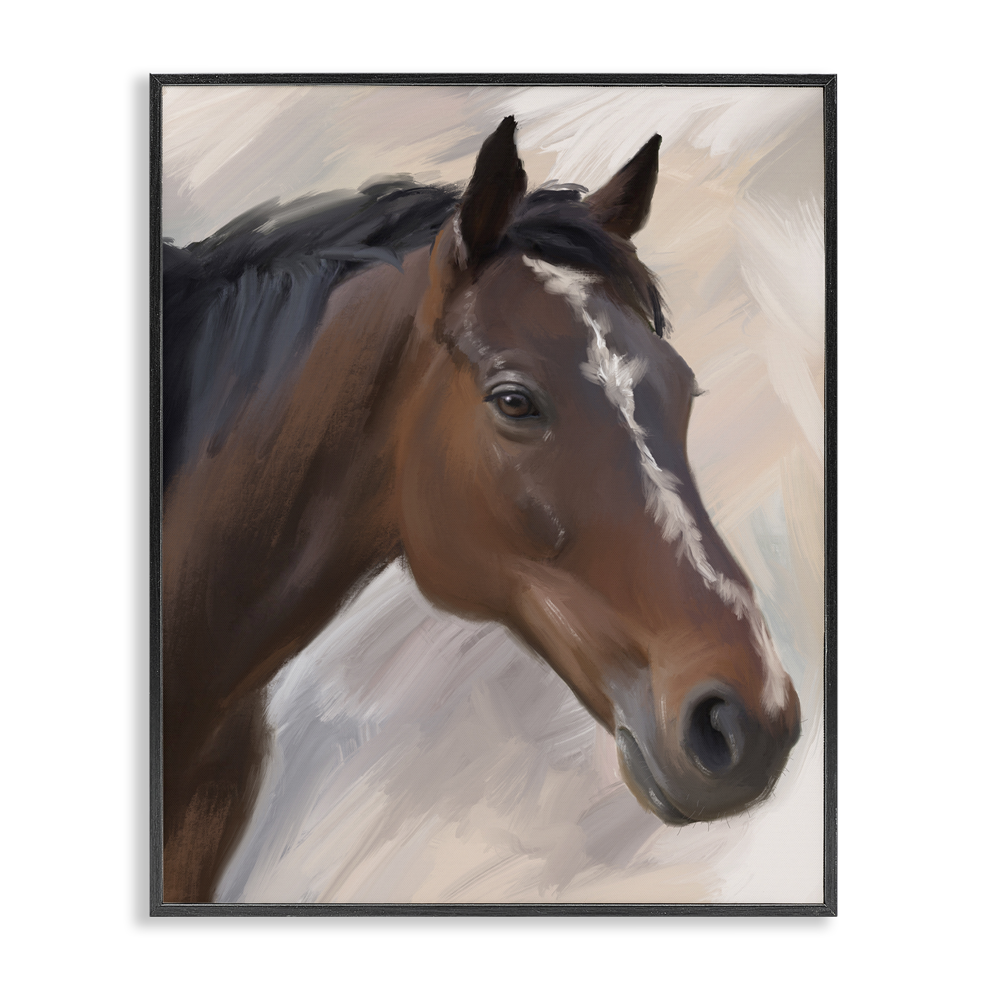 Stupell Industries Brown Farm Horse Animals Painting Black Framed Art Print Wall Art, 11 x 14