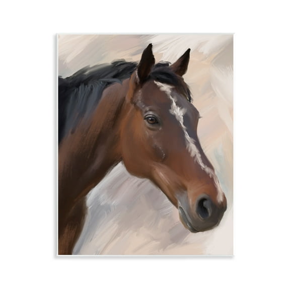 Stupell Industries Brown Farm Horse Animals Painting Unframed Art Print Wall Art, 11 x 14
