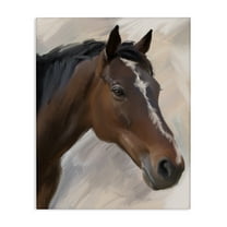 Stupell Industries Brown Farm Horse Animals Painting Wrapped Canvas Art Print Wall Art, 16 x 20