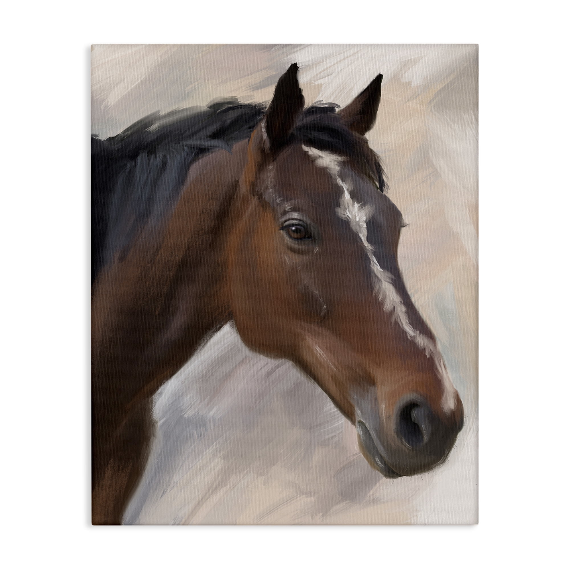 Stupell Industries Brown Farm Horse Animals Painting Wrapped Canvas Art Print Wall Art, 24 x 30