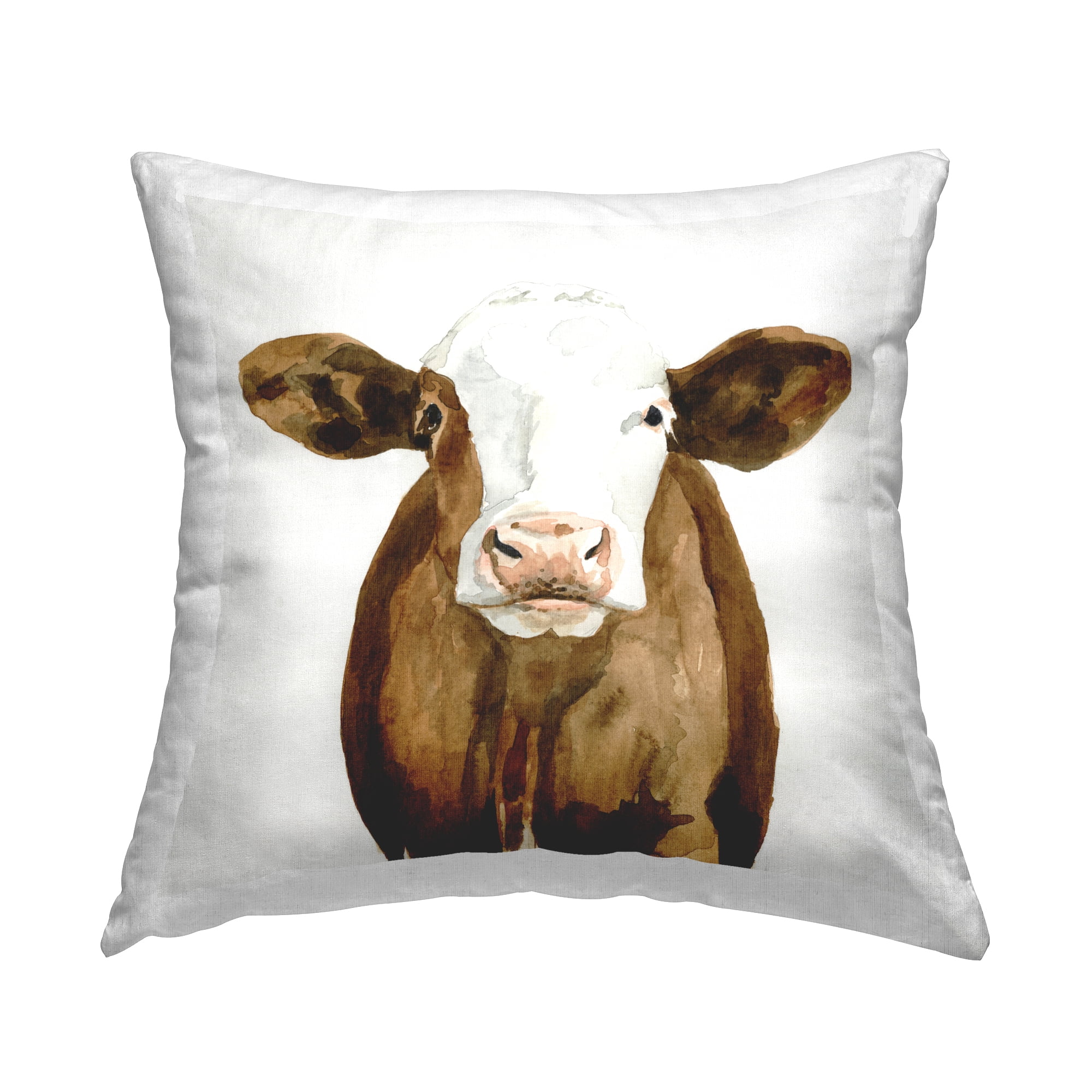 Stupell Industries Brown Farmhouse Cow Decorative Printed Throw Pillow, 18 x 18