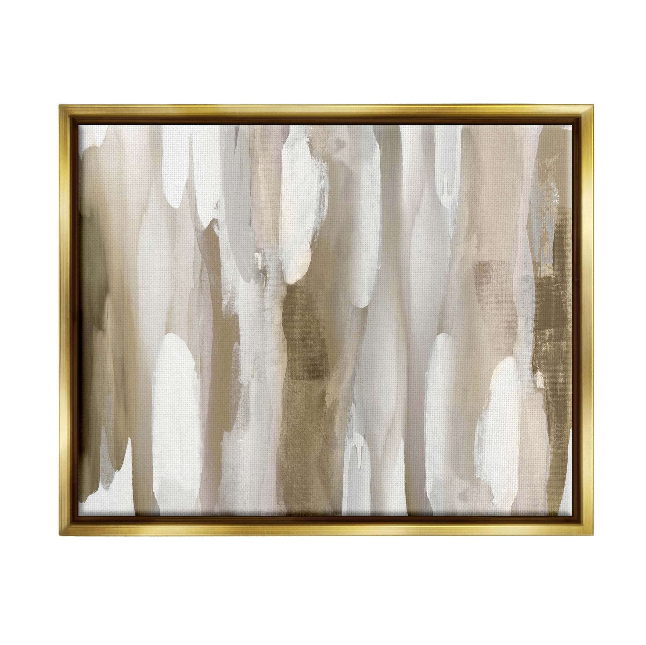 Stupell Industries Brown Fluid Shapes Arrangement Graphic Art Metallic Gold Floating Framed Canvas Print Wall Art, Design by Jackie Hanson