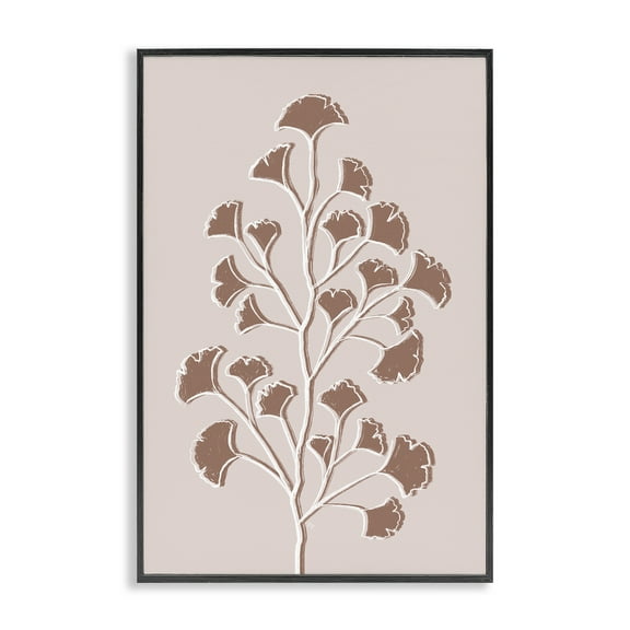Stupell Industries Brown Gingko Leaves Floral Painting Black Framed Art Print Wall Art, 12 x 18