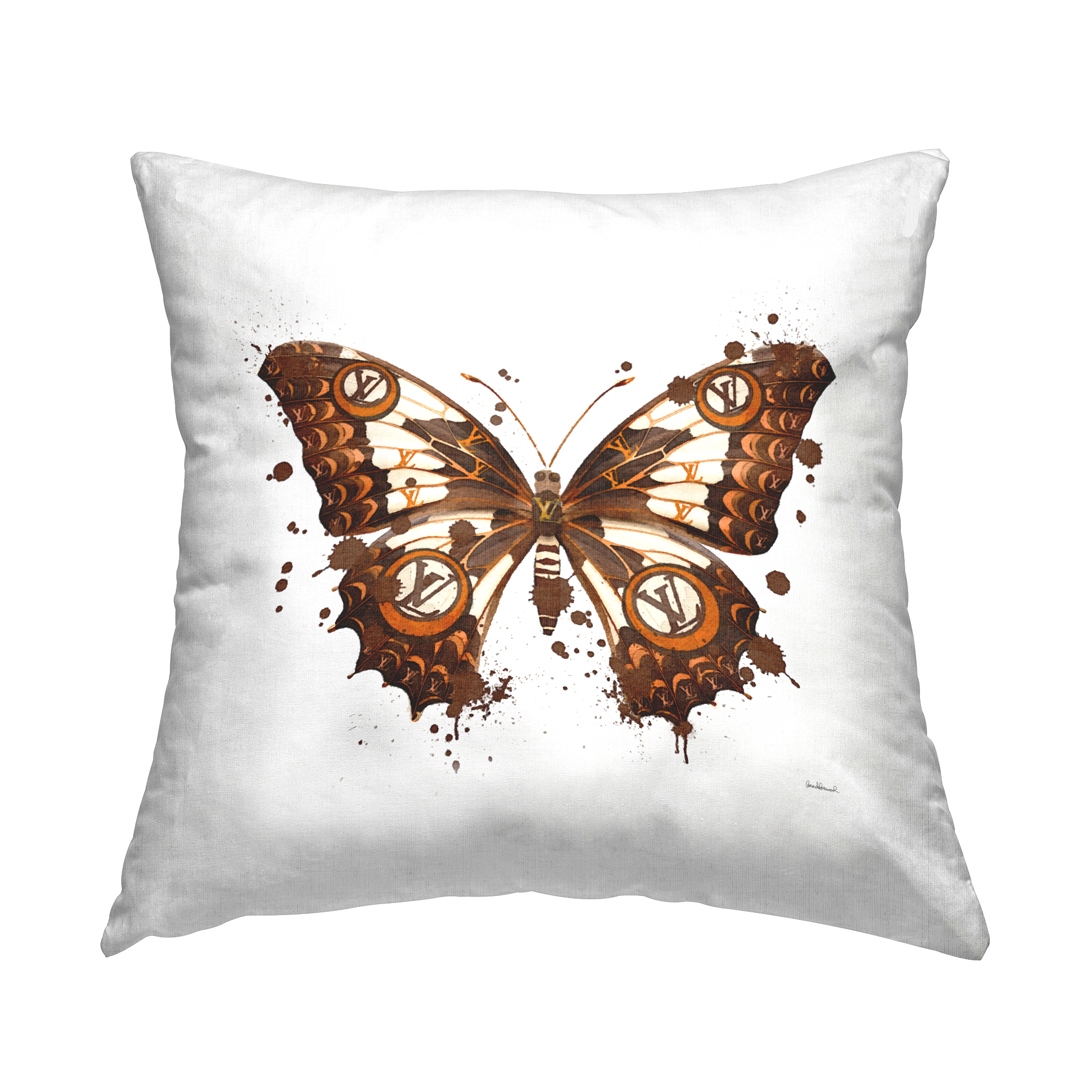 Stupell Industries Brown Glam Butterfly Decorative Printed Throw Pillow, 18 x 18