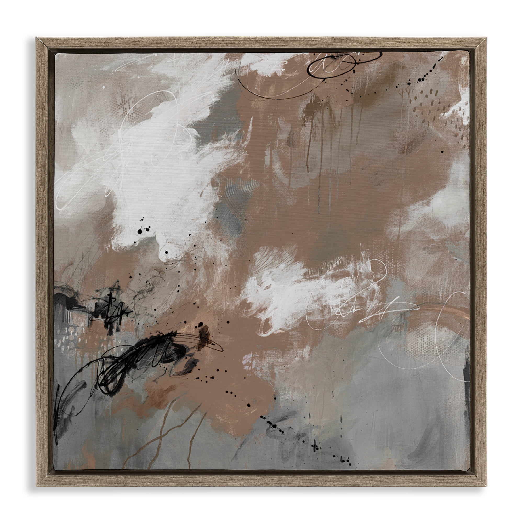 Stupell Industries Brown & Grey Brushwork Brown Framed Floater Canvas Wall Art, design by Ruth Fromstein