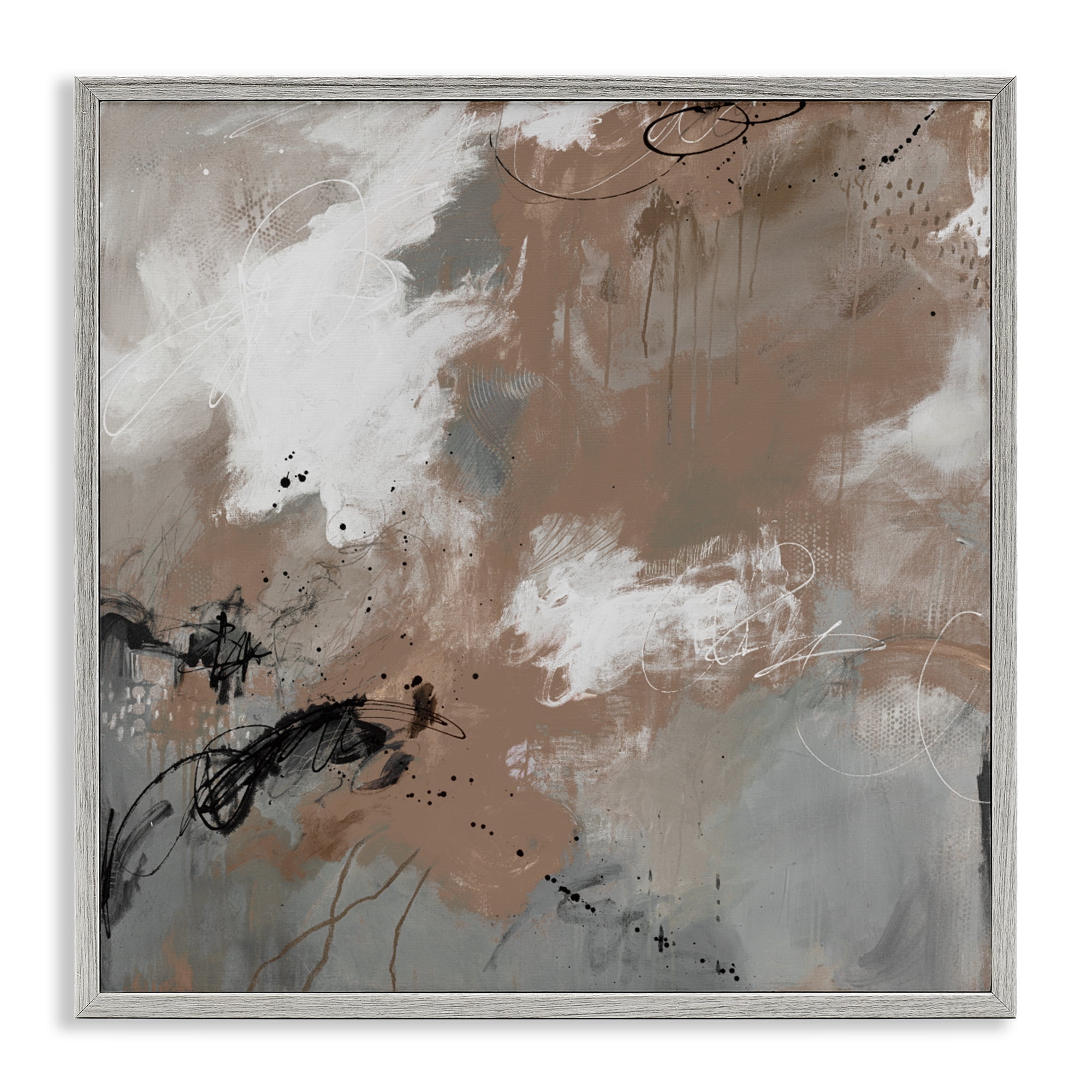 Stupell Industries Brown & Grey Brushwork Gray Framed Giclee Art, design by Ruth Fromstein