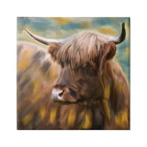 Stupell Industries Brown Highland Cow Animals & Insects Painting Gallery Wrapped Canvas Art Print Wall Art, 17 x 17