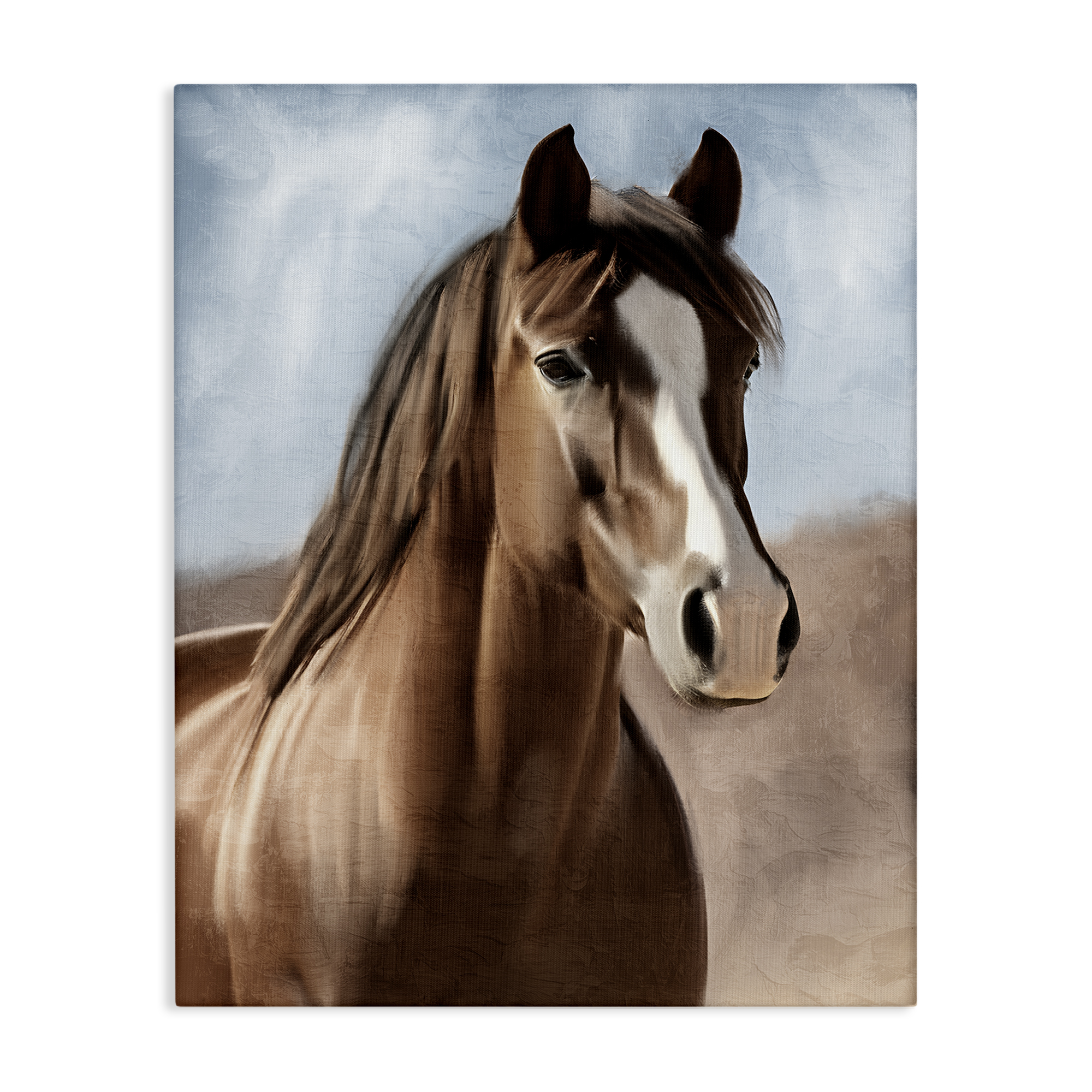 Stupell Industries Brown Horse Closeup Animals Painting Wrapped Canvas Art Print Wall Art, 24 x 30