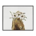 thumbnail image 1 of Stupell Industries Farmhouse Brown Horse Minimal Design White Floral Crown Black Framed Giclee Art, 30 x 24, by Leah Straatsma, 1 of 7