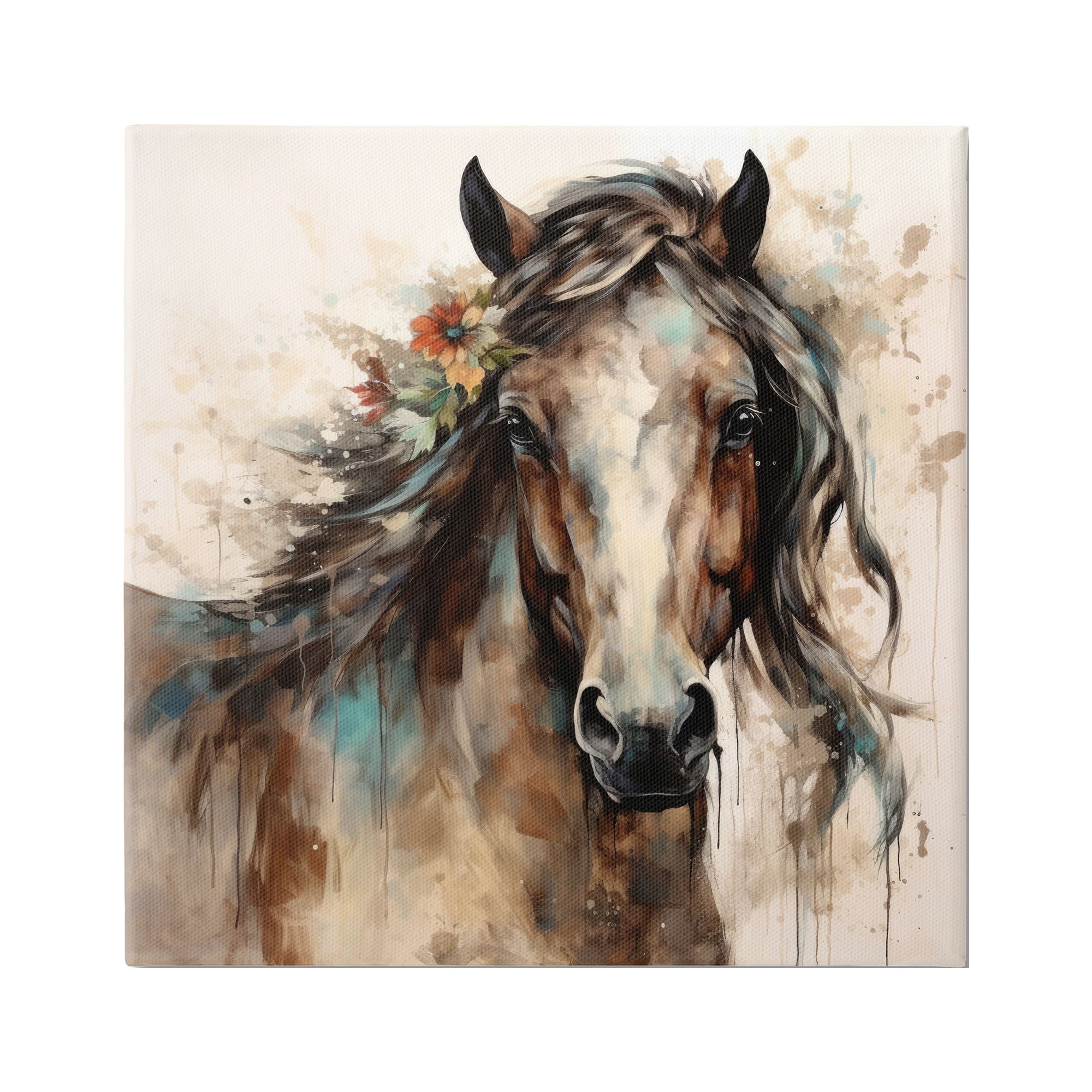 Stupell Industries Brown Horse Modern Portrait Animals & Insects Painting Gallery Wrapped Canvas Art Print Wall Art, 30 x 30