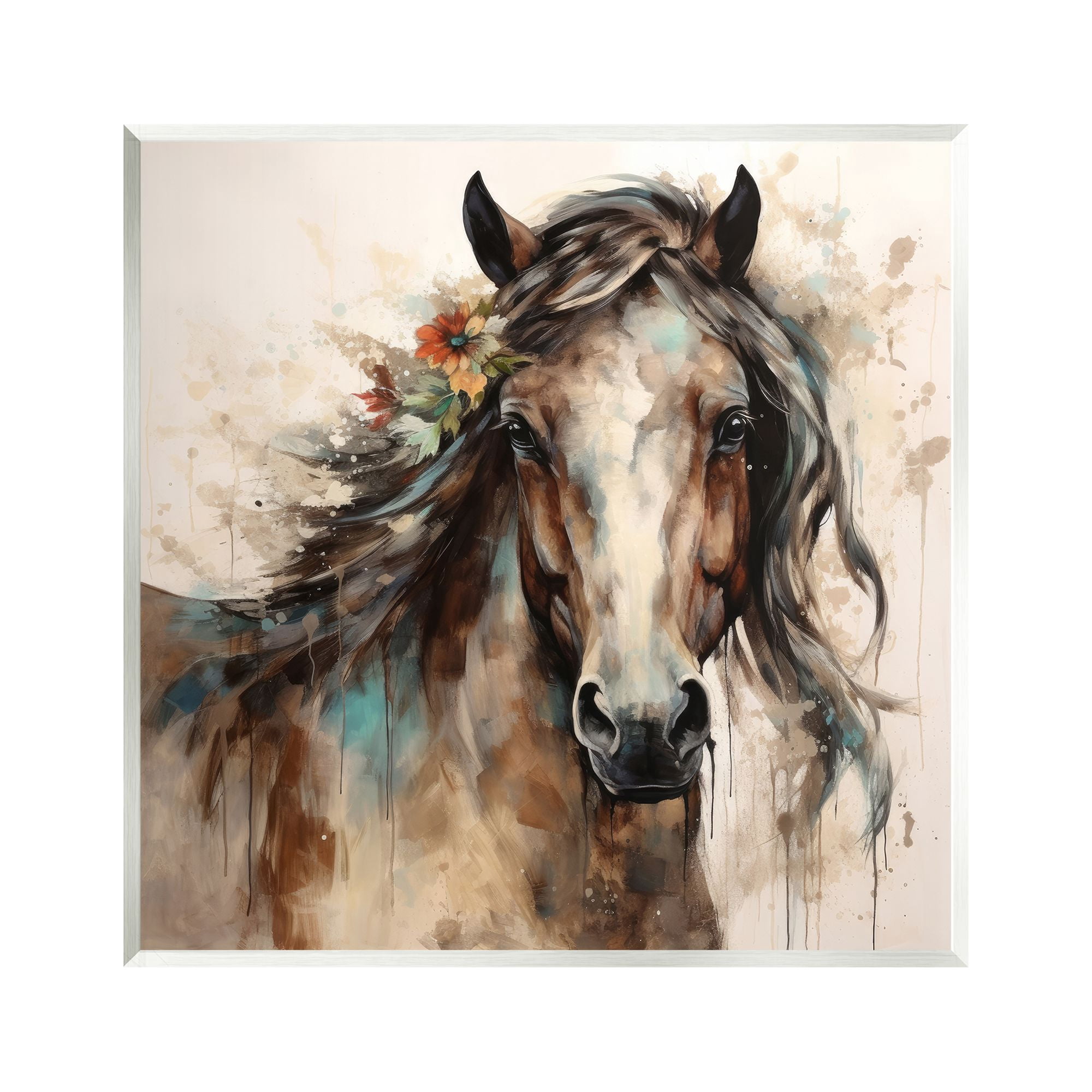 Stupell Industries Brown Horse Modern Portrait Animals & Insects Painting Unframed Art Print Wall Art, 12 x 12