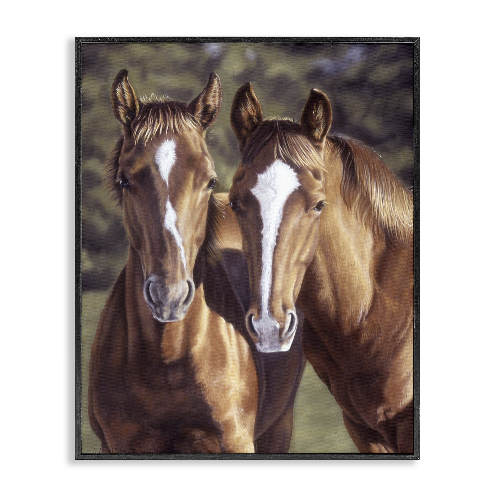 Stupell Industries Brown Horse Pair Animals & Insects Painting Black Framed Art Print Wall Art, 11 x 14