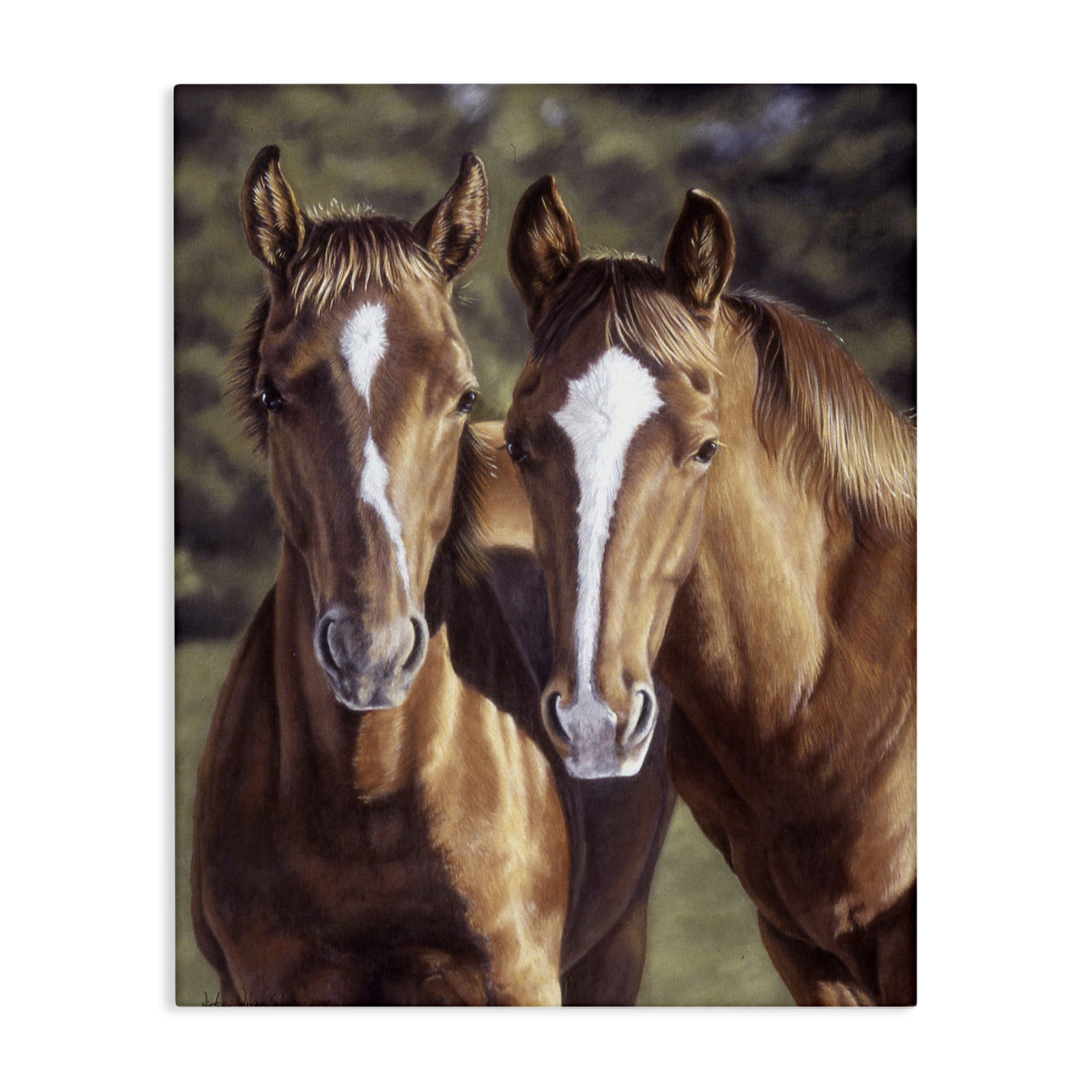 Stupell Industries Brown Horse Pair Animals & Insects Painting Gallery Wrapped Canvas Art Print Wall Art, 16 x 20