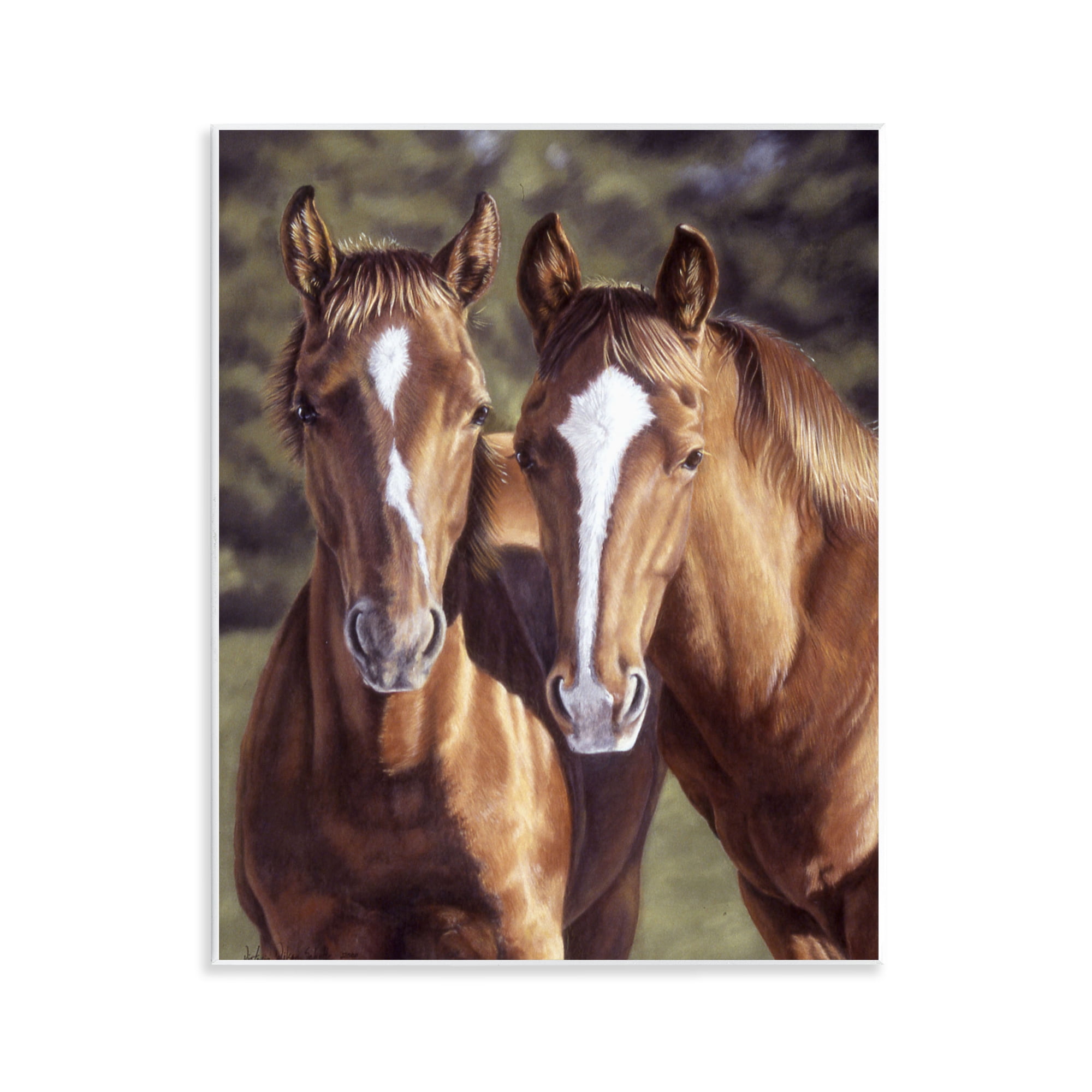 Stupell Industries Brown Horse Pair Animals & Insects Painting Unframed Art Print Wall Art, 11 x 14
