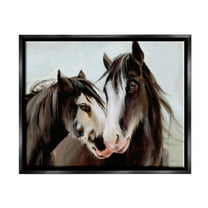 Stupell Industries Brown Horse Pair Portrait Animals & Insects Painting Black Floater Framed Art Print Wall Art, 21 x 17
