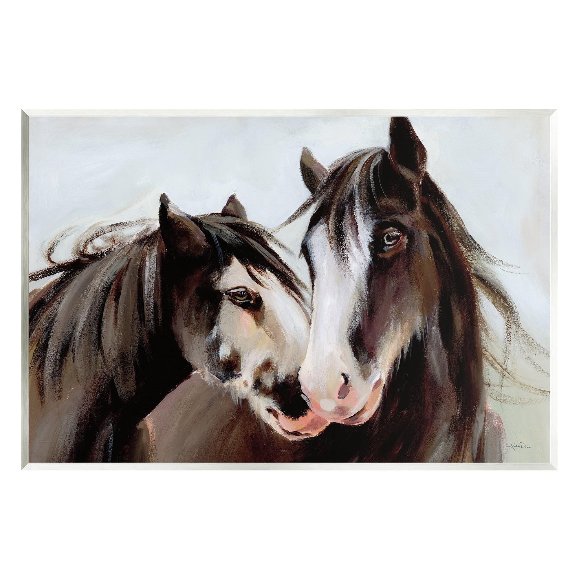 Stupell Industries Brown Horse Pair Portrait Animals & Insects Painting Unframed Art Print Wall Art, 19 x 13