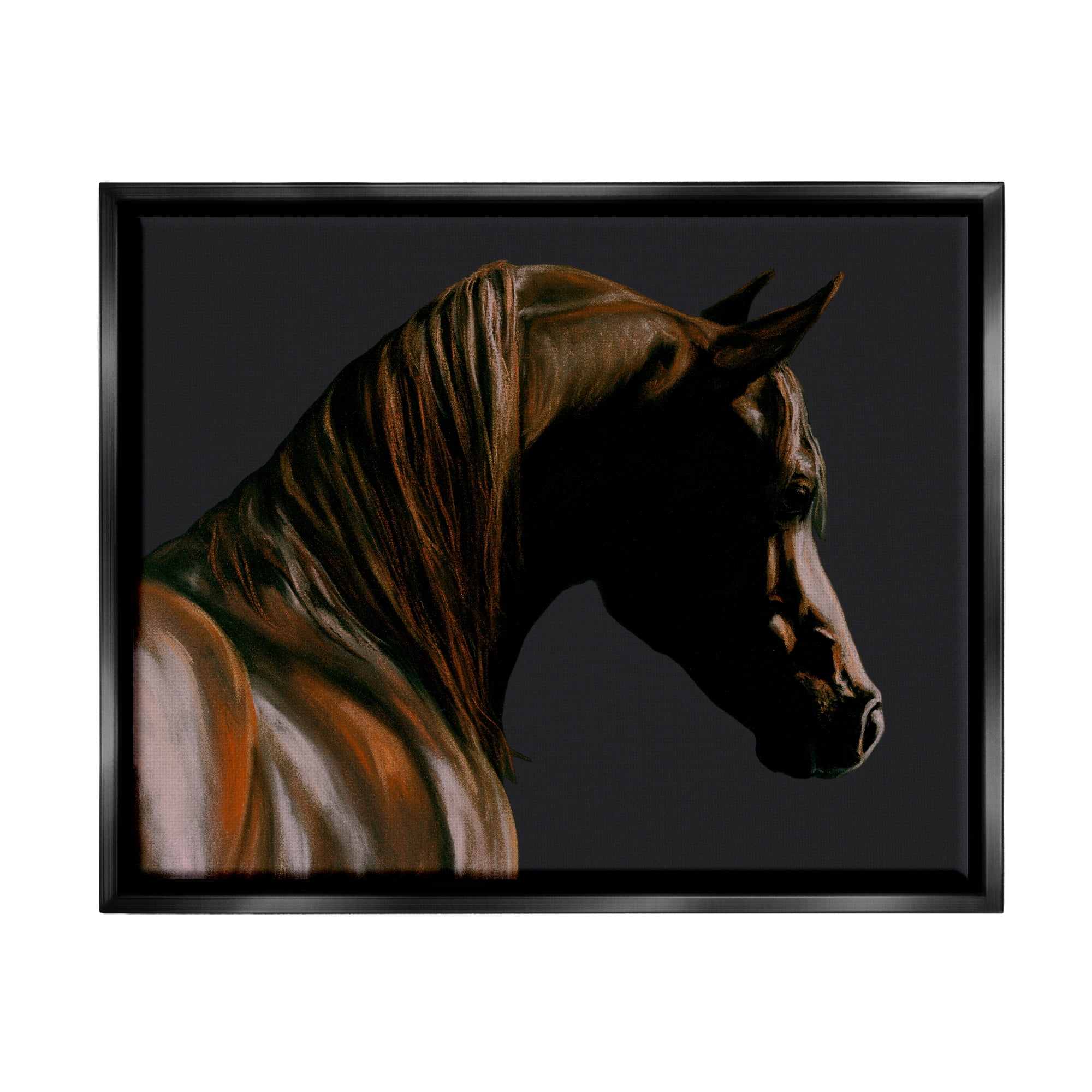 Stupell Industries Brown Horse Portrait Animals & Insects Painting Black Floater Framed Art Print Wall Art, 31 x 25